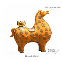 Feng Shui Horse Figurine Desk Display Fortune Horse Ornament Gold Accent
