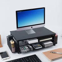 跨境电脑显示器增高架办公桌面收纳书桌管理器带抽屉文具整理收纳
