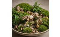 Decorative Leopard Figurine Handmanually Colored Feline Statue Figurine Textured Finish Animal Sculpture
