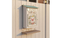 Surface-Mounted Mailbox Floral Pattern Decorative Mailbox Galvanized Steel Outdoor Mail Box for Entrance