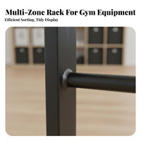 Space Saving Wall Mounted Exercise Mat Rack Multi-Functional Exercise Mat and Block Holder Large Capacity Wall Mounted Fitness Rack Heavy Duty for Yogis