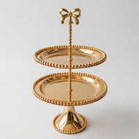 Tiered Stand with Mirrored Trays Ornate 2-Tier Dessert Stand Decorative Cupcake Display Display Stand for Party Hosts, Brides, Afternoon Tea