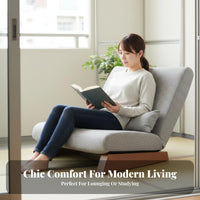 Reclining Floor Lounger Ergonomic Design Adjustable Woven Mat Recliner with Ottoman Armless Removable Cover for Students