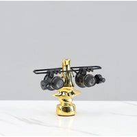 Eyeglasses Stand Gold Colored Magnifier Stand Black Rack for Living Room, Study