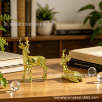 Gold Pair of Deer Resin Ornaments, Minimalist Style