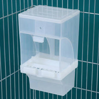 Automatic Bird Feeder and Dispenser, Transparent Cage Hanging Mount with Perch, Anti-Spill Parrot Cockatiel Budgie Accessories Small