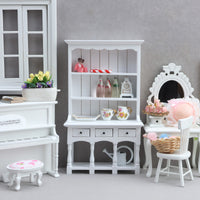 1:12娃娃屋dollhouse迷你家具模型立式书柜微缩橱柜木质白色柜子