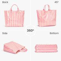 Striped PVC Tote Bag with Waterproof Top Handle