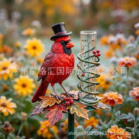 跨境新品Cardinal Bird Decorative Rain Gauge 红衣主教鸟雨量计