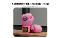 2 Pieces Long-Lasting PU Leather Boxing Gloves Wrist Support Muay Thai Gloves Thick Padding Combat Sports Equipment Secure Hook-and-Loop Fastener Closure for Beginners, Women, Young Athletes, Training, Sparring, Gym