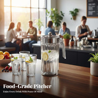 Water Pitcher with Cups Pitcher with Lid Dishwasher Large Capacity Beverage Jug Set for Restaurants, Summer Gatherings