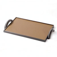 Tray with Handles Textured Rectangular Tray with Metal Handles Elegant for Coffee Table