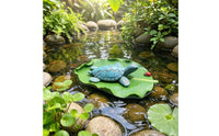 Buoyant Turtle Ornament Resin Turtle on Leaf Weather-Resistant Water Landscape Decoration for Pond Owners, Swimming Pool