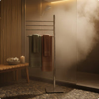 Stainless Metal Towel Rack Different Height Rods Rotating Towel Stand Compact Footprint Home Storage