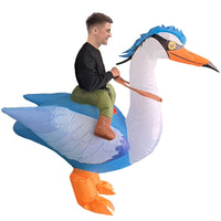 Inflatable Riding Blue Crane Costume for Halloween