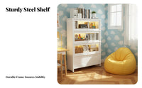 Dust-Proof Bookcase with Glass Doors Dustproof Glass Door Storage Cabinet Modern Minimalist Design Floor Standing Bookcase Easy to Clean for Book Lovers, Homeowners, Collectors, Living Room, Study, Bedroom, Playroom