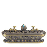Xianren Alloy Incense Burner with Auspicious Symbols and Six-Syllable Mantra, Bronze Finish, Multiple Sizes and Colors
