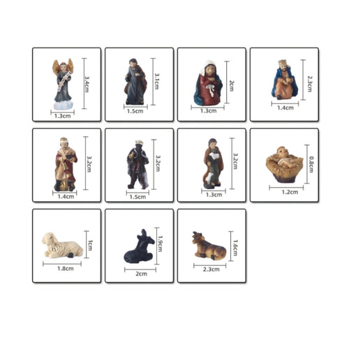 10 Pieces Miniature Nativity Set Painted Christmas Nativity Set Multicolor