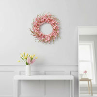 Pink Flower Wreath Seasonal Elegance front doors Wreath Look Hanging Decoration for Porch, Garden
