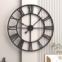 Vintage Roman Numeral Wall Clock, Round Metal Frame, Nordic Style