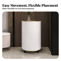Wheeled Side Table Minimalist aesthetic Cylindrical Rolling Cabinet Space Saving