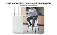 Upholstered High-Back Stool With Backrest Bar Chair Sturdy Frame for Pub, Adults
