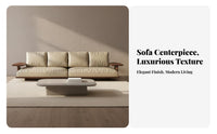Minimalist Wooden Sofa Asian Influenced Small Compact Sofa Sturdy Construction Low Profile Tranquil Sofa for Apartment Dwellers, Adults, Home