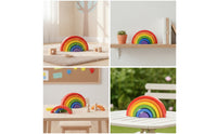 Smooth Wooden Rainbow Stacker Glossy Wooden Arch Stacker Child-Led Rainbow Stacking Toy Holistic for Classroom