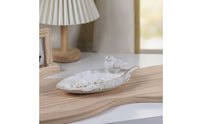 Leaf Tray with Bird Carved Bird Trinket Tray Textured Catchall for Entryway, Tabletop, Desk