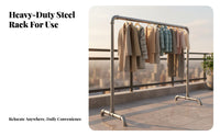 Extra Thick Steel Pipe Drying Rack Sturdy Construction Floor Standing Clothes Rack No Drilling Required Heavy Duty Clothing Stand Tool-Tool-Less Installation for Families, Homeowners, Balcony, Outdoor, Apartment, Bedroom