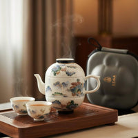 4 Pieces Portable Travel Tea Set Compact Teapot with 2 Cups Set for Travelers