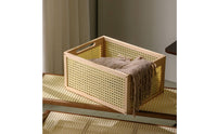 Wooden Storage Basket Lightweight Basket with Handles Space-Saving Rectangular Storage Box for Closet, Shelves, Bedroom