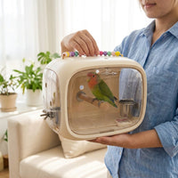 Portable Bird Cage and Acrylic Bird Cage for Parrot Travel, Outdoor Bird Cage with 4 Visibility Sides, Handheld Travel Cage with Removable Tray