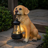 Solar Dog Lantern Weather Resistant Outdoor Decor Waterproof for Entryway