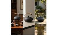 Teapot with Wrapped Handle Textured Hammered Teapot Rustic for Tabletop Serving