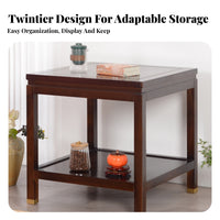Dual-Level Square Table Minimalist Design 2-Tier Square Table Multi-Functional Sturdy and Long-Lasting for Interior Decorators