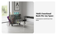With Wheels Badminton Racket Storage Rack Large Capacity Mobile Racket Rack Heightened Guardrail Rolling Sports Equipment Organizer Multi-Compartment for Families, Home, Gym, Garage, School