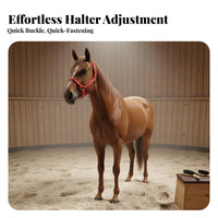 Horse Lead Halter Rust-Resistant Hardware Adjustable Nylon Horse Halter Reinforced Stitching Anti-Rubbing Design for Leading