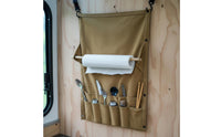 Canvas Cutlery Roll with Paper Towel Holder Wear-Resistant Hanging Utensil Storage Simple to Use to Clean Camping Utensil Roll Bag for Barbecue, Tent