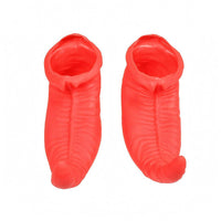 Curled Toe Oversized Clown Shoes Glossy Finish Pointed Clown Shoes Ribbed Texture Costume Footwear Molded Design for Performers, Masquerade, Performance