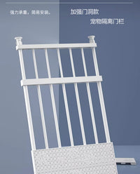 狗狗门挡卫生间宠物门栏围栏阳台栅栏厨房隔离小型犬泰迪护门挡板 加强不锈钢带门洞长73-130高42 白色带扣板