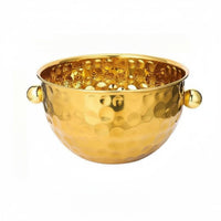 Hammered Stainless Steel Bowl European Design Hammered Metal Bowl Versatile Metal Ice Bucket for Hotel Use, Outdoor, Parties