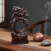 Ebony Wood Buddha Sculpture Zen Design House Decoration for Living Room, Desktop