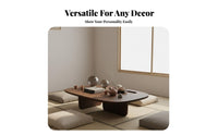 Sturdy and Stable Wabi-Sabi Design Tea Table Rounded Edges Solid Wood Coffee Table High Temperature Resistant Living Room Furniture for Minimalists, Apartment Dwellers, Interior Design Enthusiasts, Small Areas, Lounge Area, Home