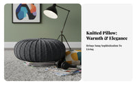 Knitted Round Ottoman Japanese Aesthetic Pouf Removable and Washable Cover