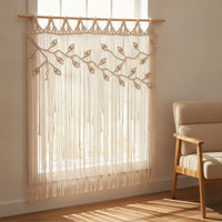Macrame Wall Hanging with Wooden Dowel Bohemian for Doorway