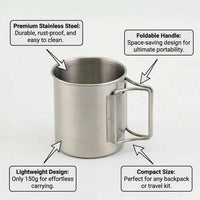 Foldable Coffee Cup Stainless Steel Travel Mug, Outdoor Camping Mug for Hot Drin #variant:350L