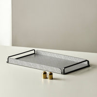 Serving Tray with Handles Woven Tray with Handles Gray for Coffee Table