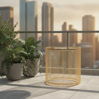 Openwork Side Table with Glass Surface Lightweight Glass Surface Side Table Modern Furniture Minimalistic for Balcony