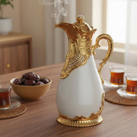 Arabian Style Thermal Carafe Large Capacity Ornate Insulated Coffee Pot Spill-Resistant Spout Middle Eastern Middle Eastern Coffee Pot for Parties
